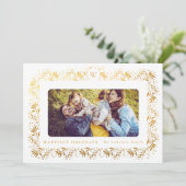 家族クリスマスモノグラム金ゴールド植物体フレーム シーズンカード (スタンド正面)