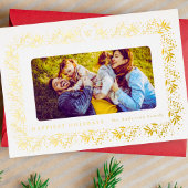 家族クリスマスモノグラム金ゴールド植物体フレーム 箔シーズンカード