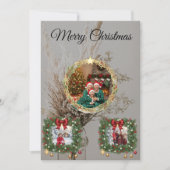 家族クリスマス写真コラージュカード サンキューカード (正面)