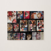 家族クリスマス13フォトコラージブラック ジグソーパズル (横)