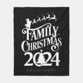 家族クリスマス2024の思い出のマッチング フリースブランケット (正面)