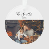 家族クリスマス202X写真パーソナライズされたオーナメント オーナメント (正面)