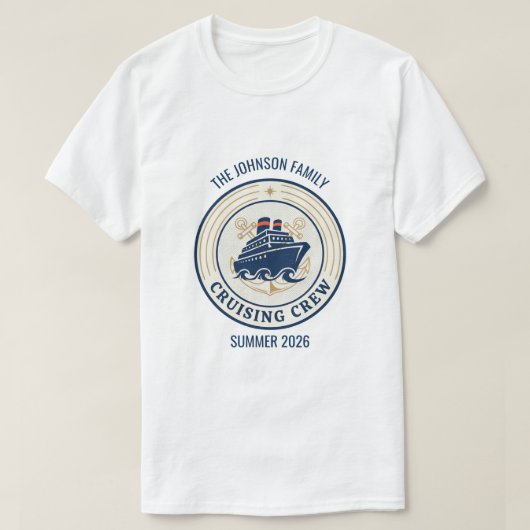 家族クルーズ旅行クルージングクルー Tシャツ (デザイン正面)