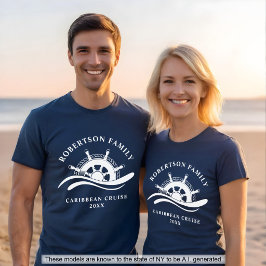 家族クルーズ航海船の舵輪 Tシャツ