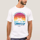 家族クルーズ 造船所の船輪 レトロな夕日 Tシャツ (正面)