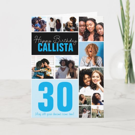 家族クール友だちフォトコラージュハッピーバースデー カード (正面)