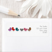 家族グループ漫画の鳥カラフルかわいい子 ラベル (インサイチュ)