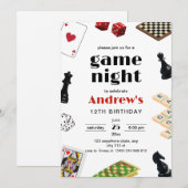 家族ゲームナイトへの招待　ボードゲームの誕生日 招待状 (正面/裏面)