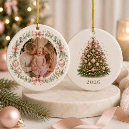 家族コケットボウフォトクリスマス セラミックオーナメント