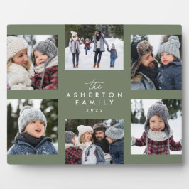 家族コラージュ6フォトシンプルスモダンセージ緑 フォトプラーク