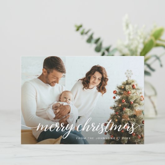 家族コンテンポラリー写真メリークリスマス シーズンカード (スタンド正面)