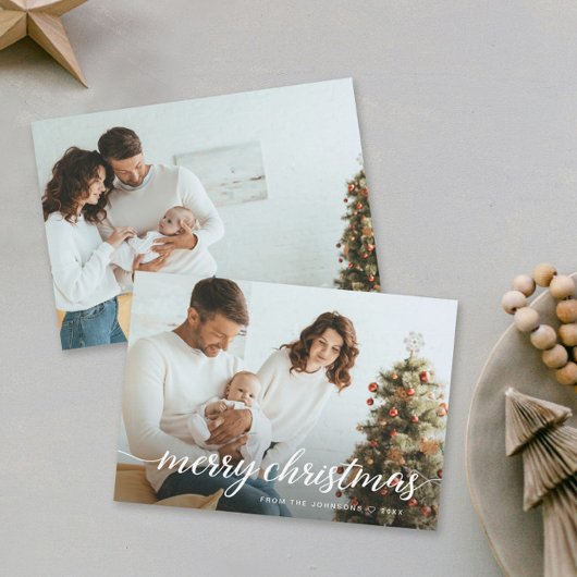 家族コンテンポラリー写真メリークリスマス シーズンカード