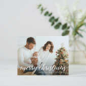 家族コンテンポラリー写真メリークリスマス シーズンポストカード (スタンド正面)