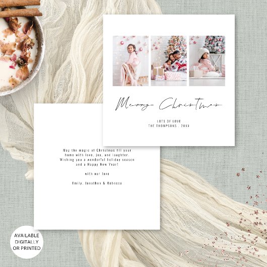 家族コンテンポラリー3枚の写真メリークリスマス シーズンカード