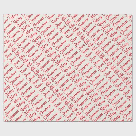 家族シンプルの名前からミニマルなメリークリスマス ラッピングペーパー (フラット)