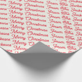 家族シンプルの名前からミニマルなメリークリスマス ラッピングペーパー (角)