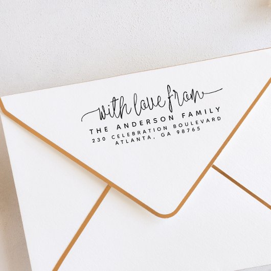 家族シンプルの名前と差出人住所から愛と セルフインキングスタンプ