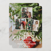 家族シンプルエレガントのクリスマス写真コラージュ シーズンカード (正面/裏面)