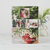 家族シンプルエレガントのクリスマス写真コラージュ シーズンカード (スタンド正面)