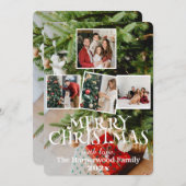 家族シンプルエレガントのクリスマス写真コラージュ シーズンカード (正面/裏面)