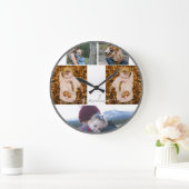 家族シンプルコラージュモダンラブ祖母 ラージ壁時計 (ホーム)