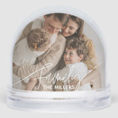 家族シンプルモダン脚本2枚の写真スノースグローブ (裏面)