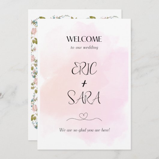 家族シンプル結婚と友人のためののウェルカムカード 招待状 (正面/裏面)