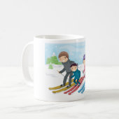 家族スキー冬の雪景色 コーヒーマグカップ (正面左)
