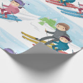 家族スキー冬の雪景色 ラッピングペーパー (角)
