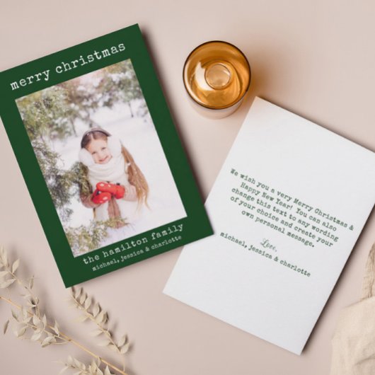 家族スタイリッシュ写真ミニマルなクリスマスカード サンキューカード