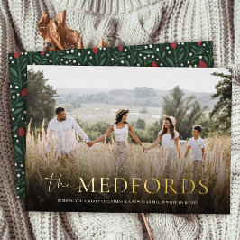 家族スタイリッシュ名のエレガントフローラ 箔シーズンカード