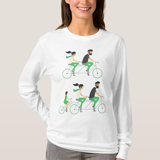 家族タンデム自転車サイクリング Tシャツ (正面)