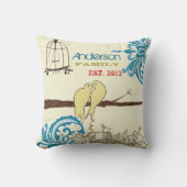 家族ティール（緑がかった色）ダマスクラブバードケージ設立 クッション (正面)