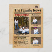 家族ニュースのクリスマスカードまたはニュースレター シーズンポストカード (正面/裏面)