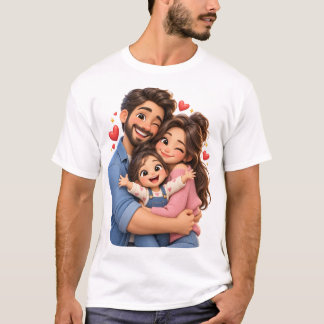 家族ハグ 3DキャラクターTシャツデザイン Tシャツ