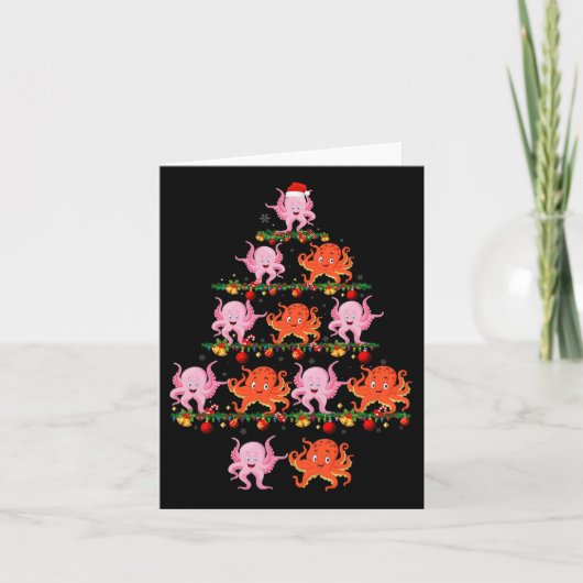 家族パジャマがクリスマスに合うタコクリスマスをセット カード (正面)