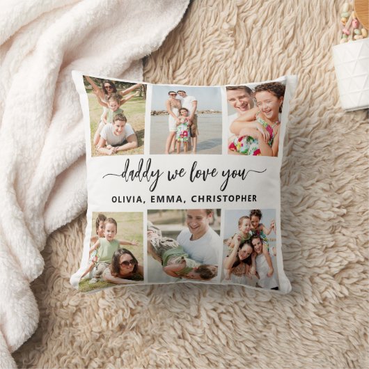 家族パパ – 父の日フォトコラージュ クッション (ブランケット)