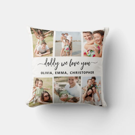家族パパ – 父の日フォトコラージュ クッション (正面)