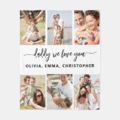 家族パパ – 父の日フォトコラージュ フリースブランケット (正面)