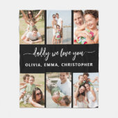 家族パパ – 父の日フォトコラージュ フリースブランケット (正面)