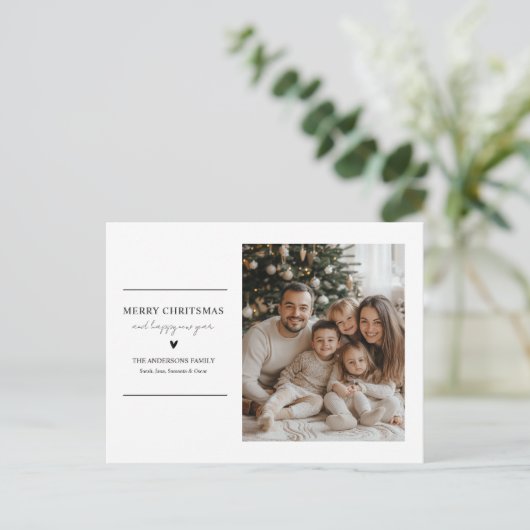 家族パーソナライズされたのクリスマスと新年の願い ポストカード (スタンド正面)