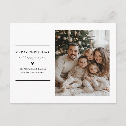 家族パーソナライズされたのクリスマスと新年の願い ポストカード (正面)