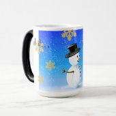 家族パーソナライズされたのクリスマスのマグカップと雪だるま モーフィングマグカップ (正面左)