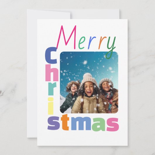 家族パーソナライズされたのクリスマスカラフルモダン シーズンカード (正面)
