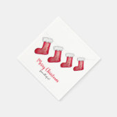 家族パーソナライズされたのクリスマスストッキング スタンダードカクテルナプキン (角)