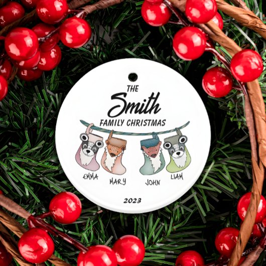 家族パーソナライズされたのクリスマスストッキング セラミックオーナメント