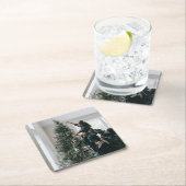 家族パーソナライズされたのクリスマス写真 スクエアペーパーコースター (インサイチュ)