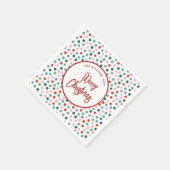 家族パーソナライズされたのクリスマス水玉模様 スタンダードカクテルナプキン (角)