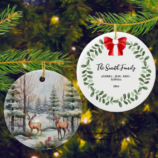家族パーソナライズされたのクリスマス装飾、両面 セラミックオーナメント