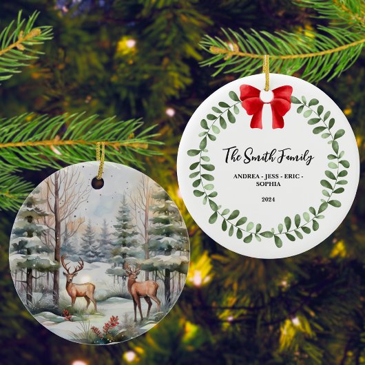 家族パーソナライズされたのクリスマス装飾、両面 セラミックオーナメント